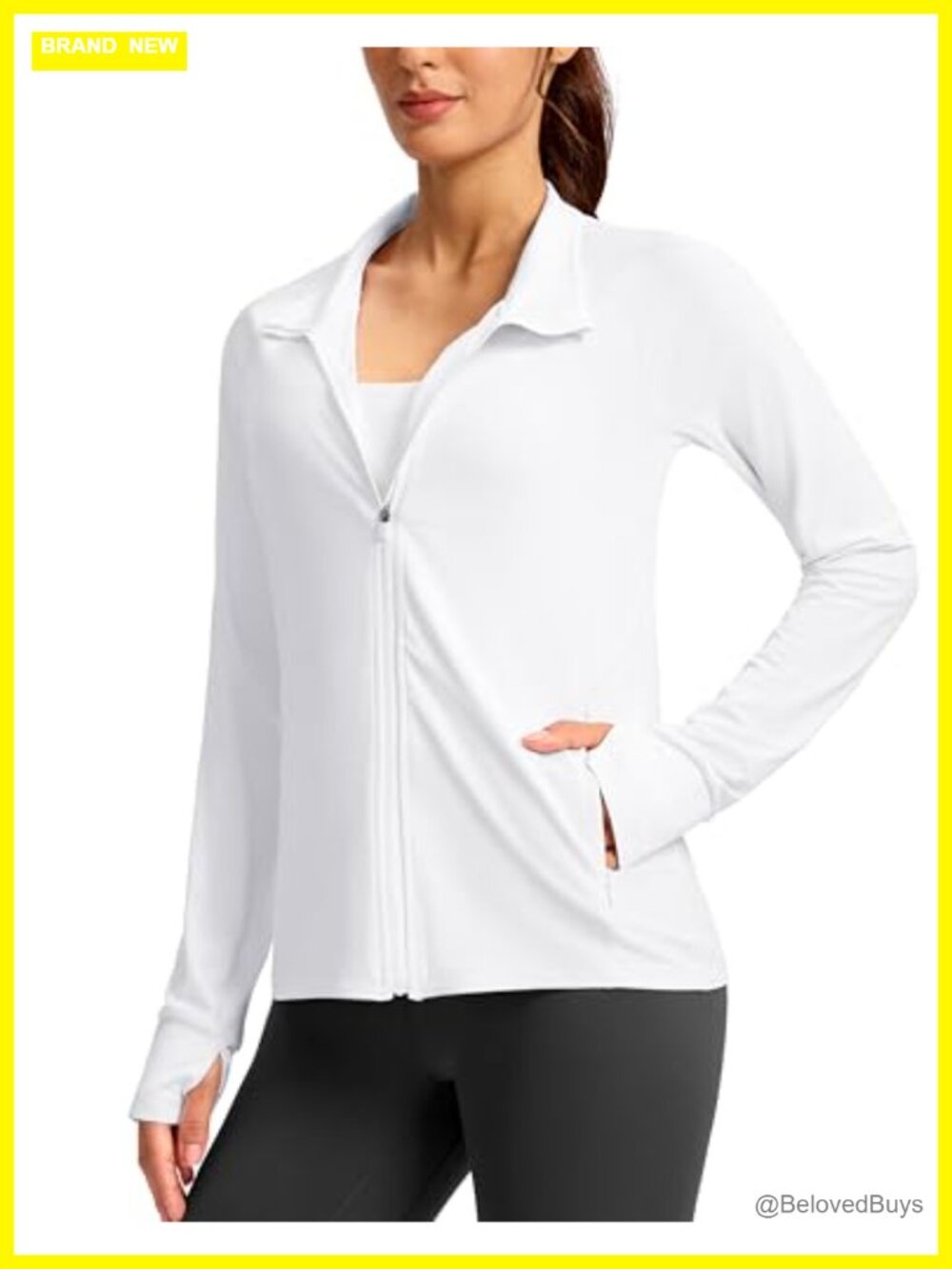 UPF 50+ Lightweight Zip Up Athletic Jacket with Thumbholes